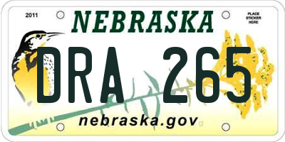 NE license plate DRA265