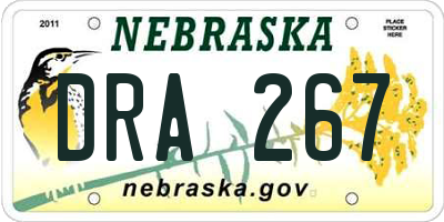 NE license plate DRA267
