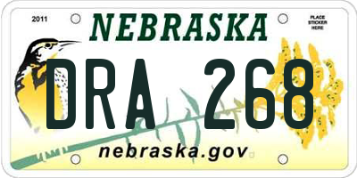 NE license plate DRA268