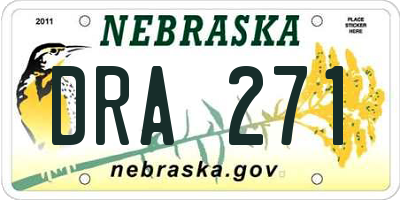 NE license plate DRA271
