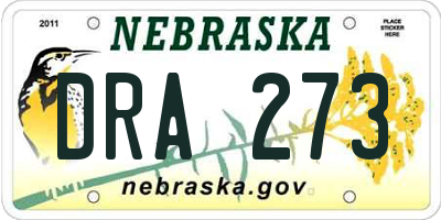 NE license plate DRA273