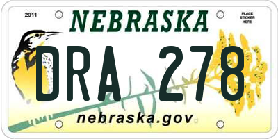 NE license plate DRA278