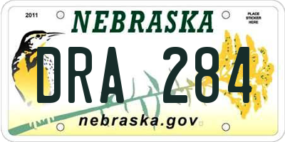 NE license plate DRA284