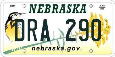 NE license plate DRA290