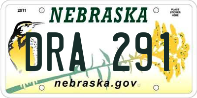 NE license plate DRA291