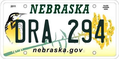 NE license plate DRA294