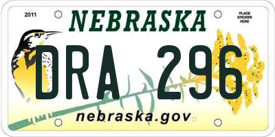 NE license plate DRA296
