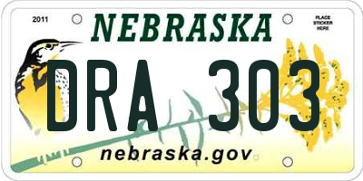 NE license plate DRA303
