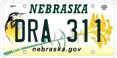 NE license plate DRA311