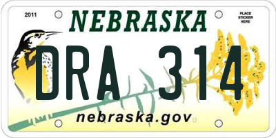 NE license plate DRA314