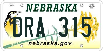 NE license plate DRA315
