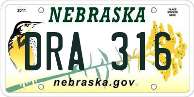 NE license plate DRA316
