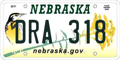 NE license plate DRA318
