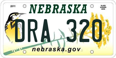 NE license plate DRA320