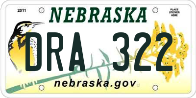 NE license plate DRA322