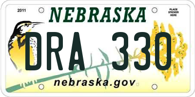 NE license plate DRA330