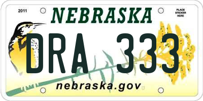 NE license plate DRA333
