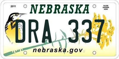 NE license plate DRA337