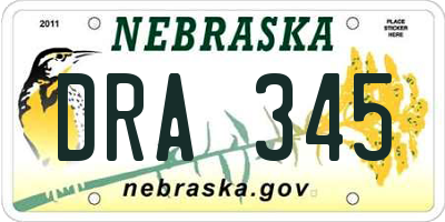 NE license plate DRA345
