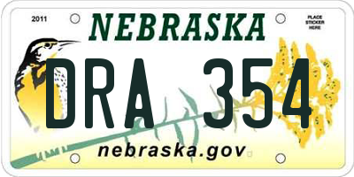 NE license plate DRA354