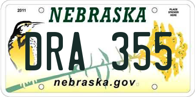 NE license plate DRA355