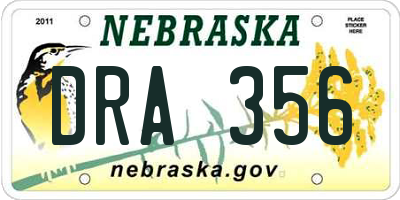 NE license plate DRA356