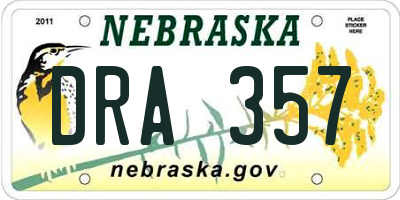 NE license plate DRA357