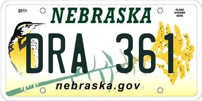NE license plate DRA361