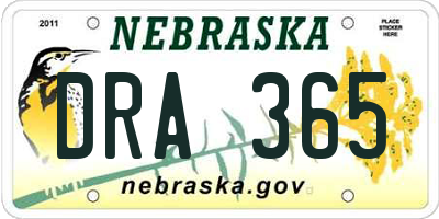 NE license plate DRA365