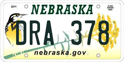 NE license plate DRA378