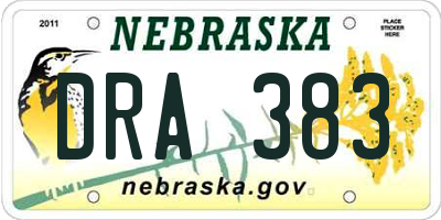 NE license plate DRA383