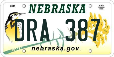 NE license plate DRA387