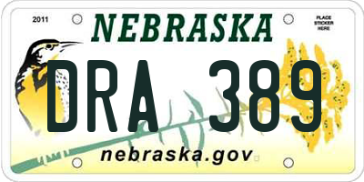 NE license plate DRA389