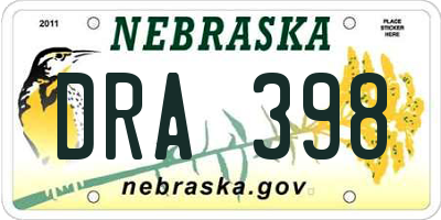 NE license plate DRA398