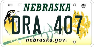 NE license plate DRA407
