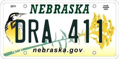 NE license plate DRA411