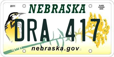 NE license plate DRA417