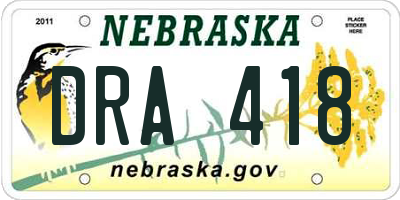 NE license plate DRA418
