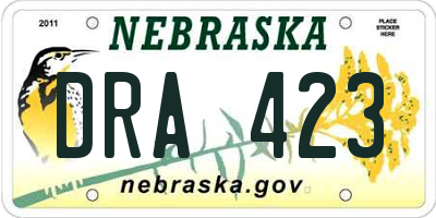 NE license plate DRA423