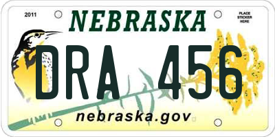NE license plate DRA456