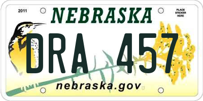 NE license plate DRA457