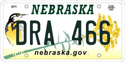 NE license plate DRA466