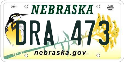 NE license plate DRA473