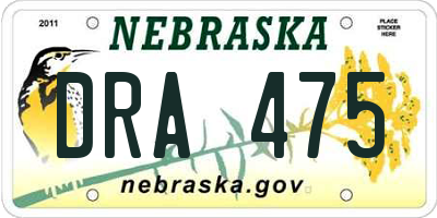 NE license plate DRA475