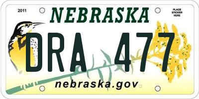 NE license plate DRA477
