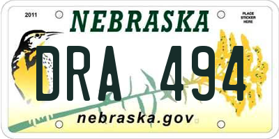 NE license plate DRA494