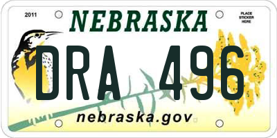 NE license plate DRA496