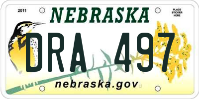 NE license plate DRA497