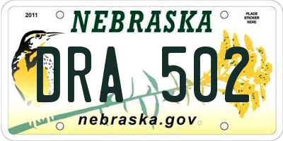 NE license plate DRA502