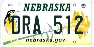 NE license plate DRA512